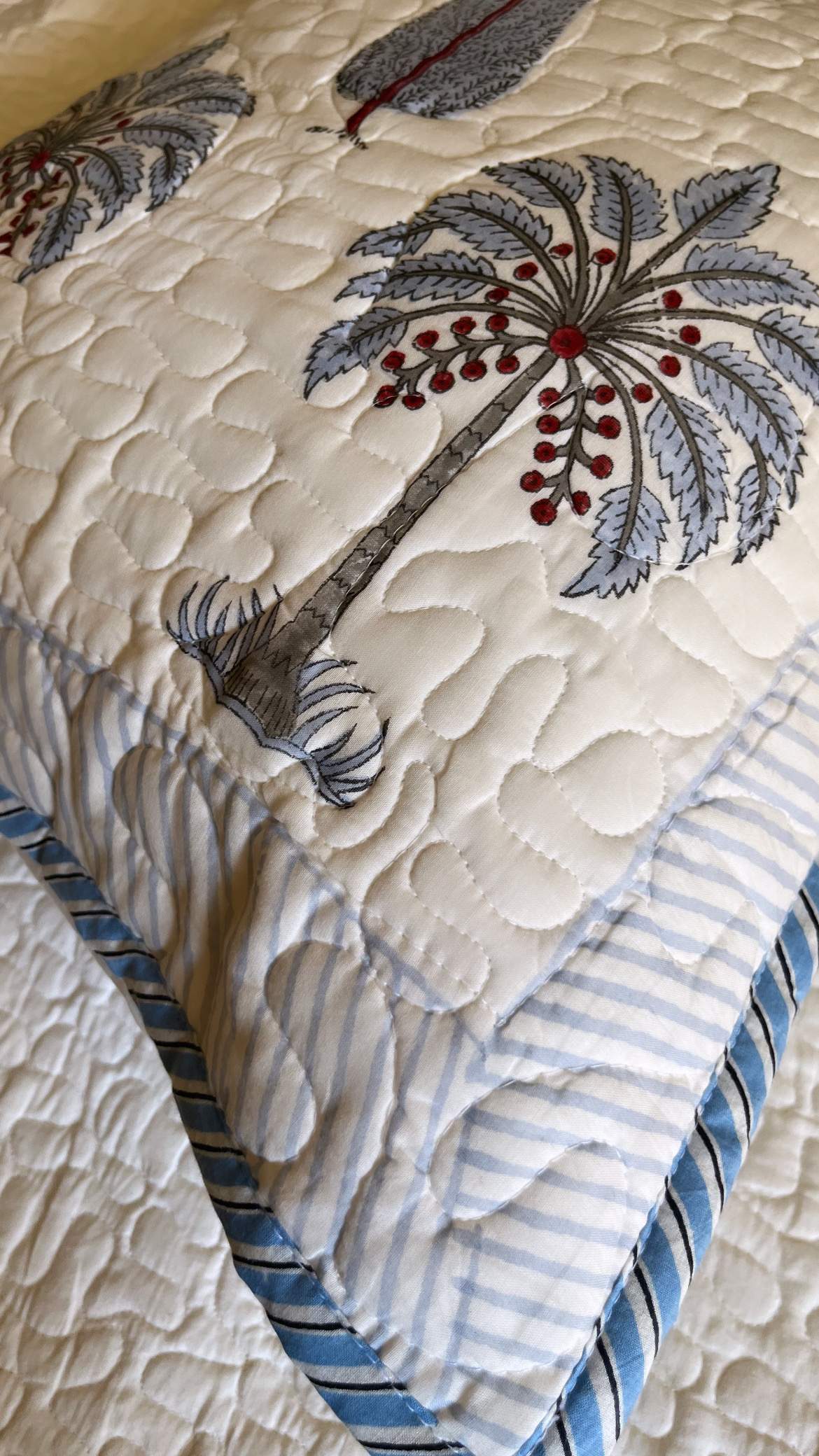 Block Print Cushion Covers- Set of 2 Dusky Blue (Dispatch in 24 hours) 6 Cushion Cover Set of 2 Palm3 1