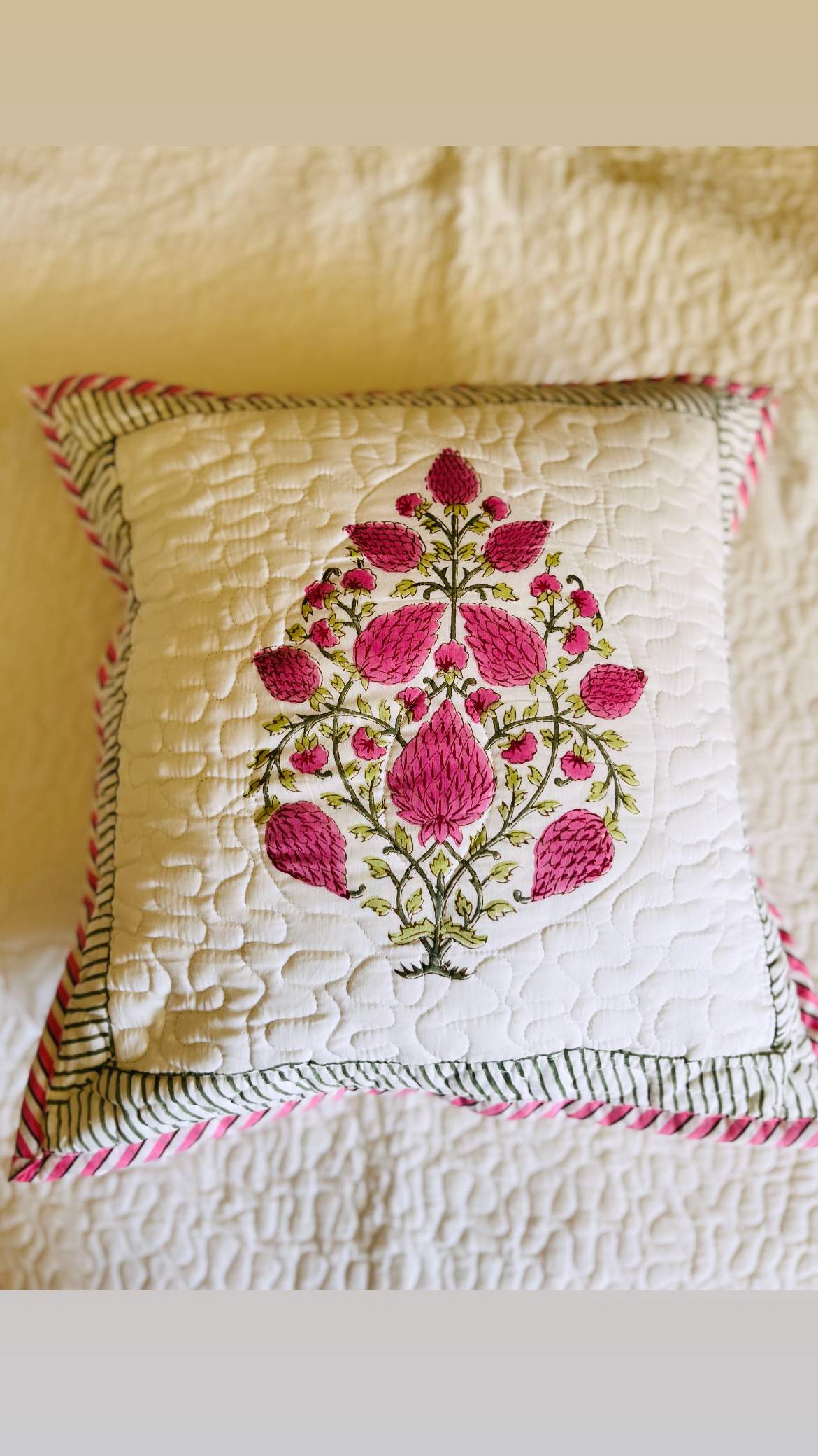 Block Print Cushion Covers- Set of 2 Pink Bootah(Dispatch in 24 hours) 6 Cushion Cover Set of 2 Pink Baby 1 2