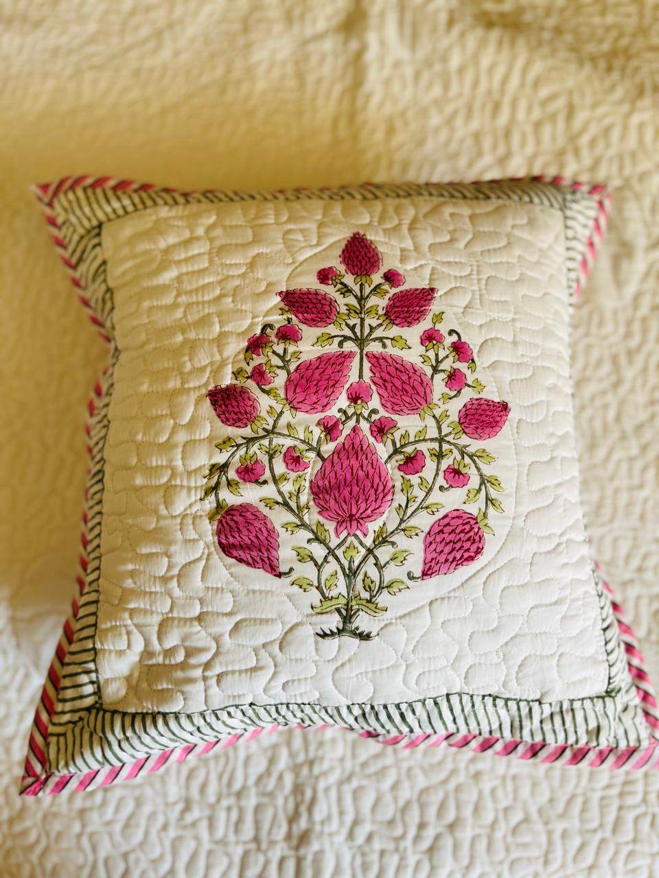 Block Print Cushion Covers- Set of 2 Pink Bootah(Dispatch in 24 hours) 2 Cushion Cover Set of 2 Pink Baby 3 1