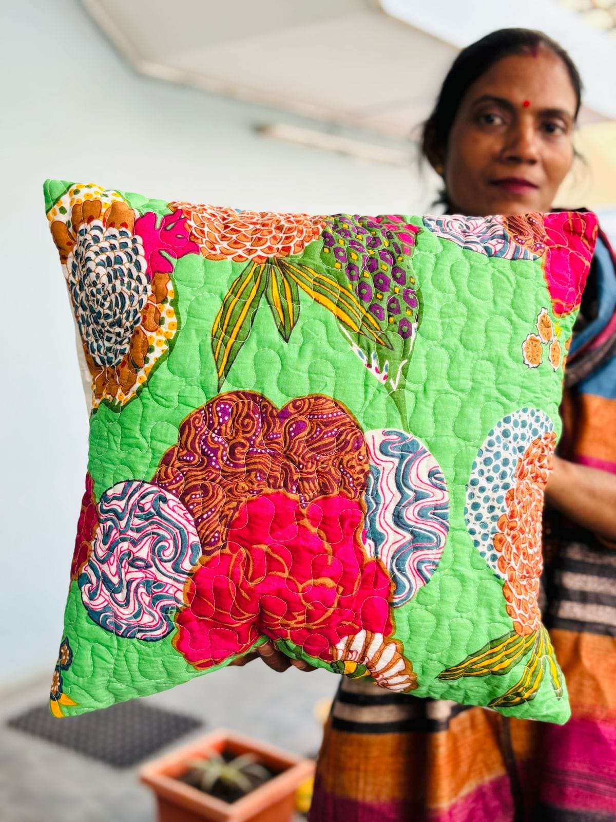 Quilted Cushion Covers Green Heaven 1