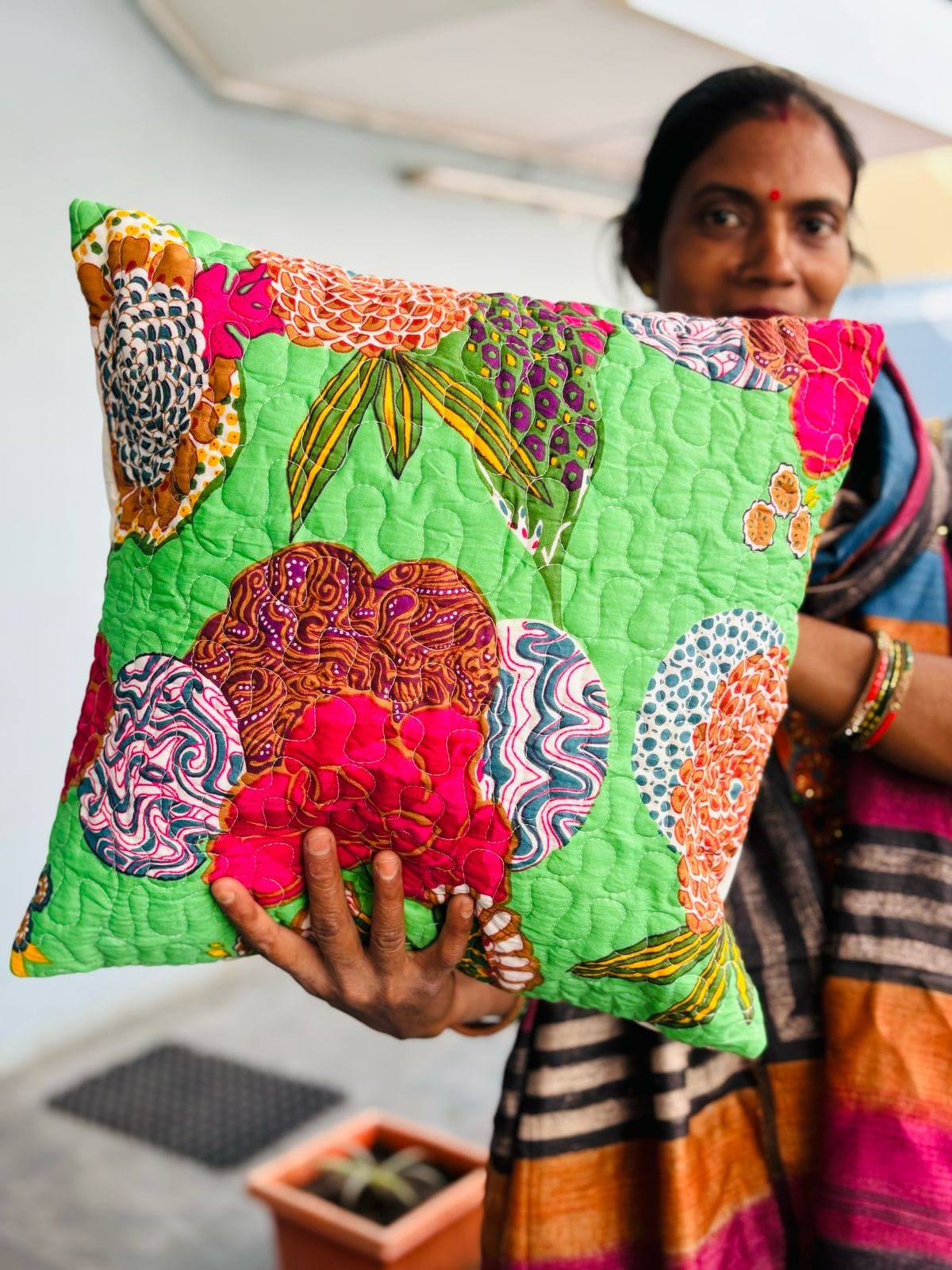 Quilted Cushion Covers Green Heaven 2