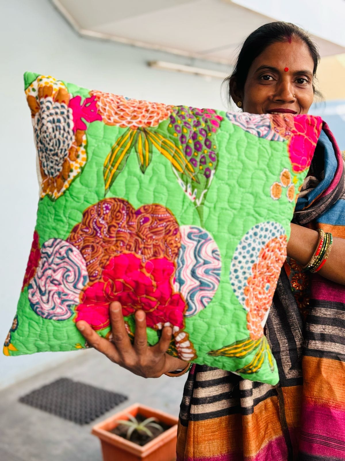 Quilted Cushion Covers Green Heaven 3