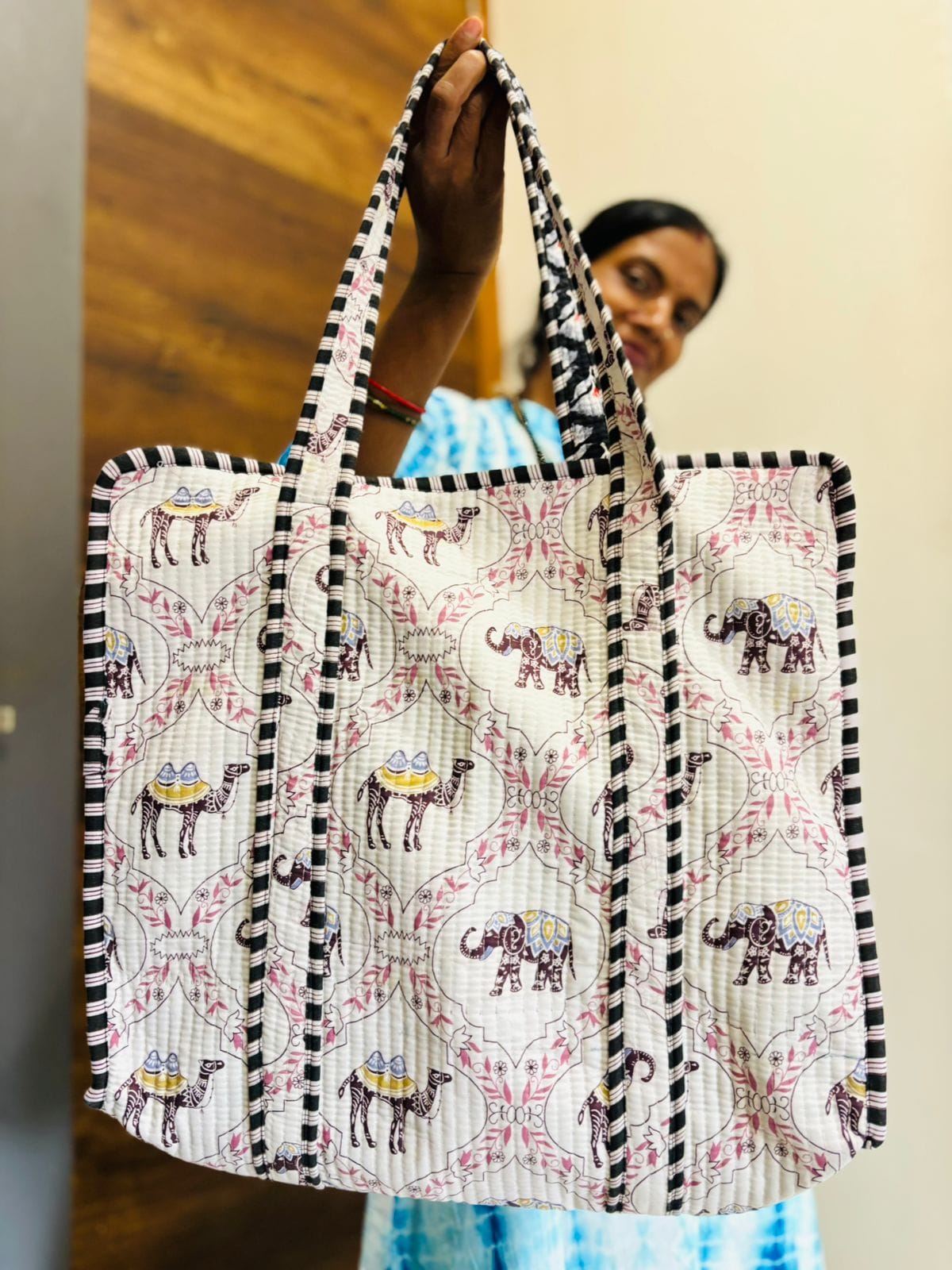 Jaipur Treasure- Cotton Tote Bag with Zip (Dispatch Time 24 hours after placing the order) 2 Grey