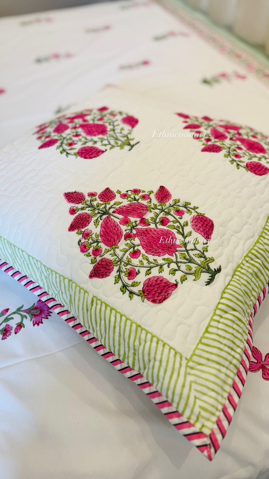 Pink Gold Pair Set of 2 Quilted Cushion Covers 3