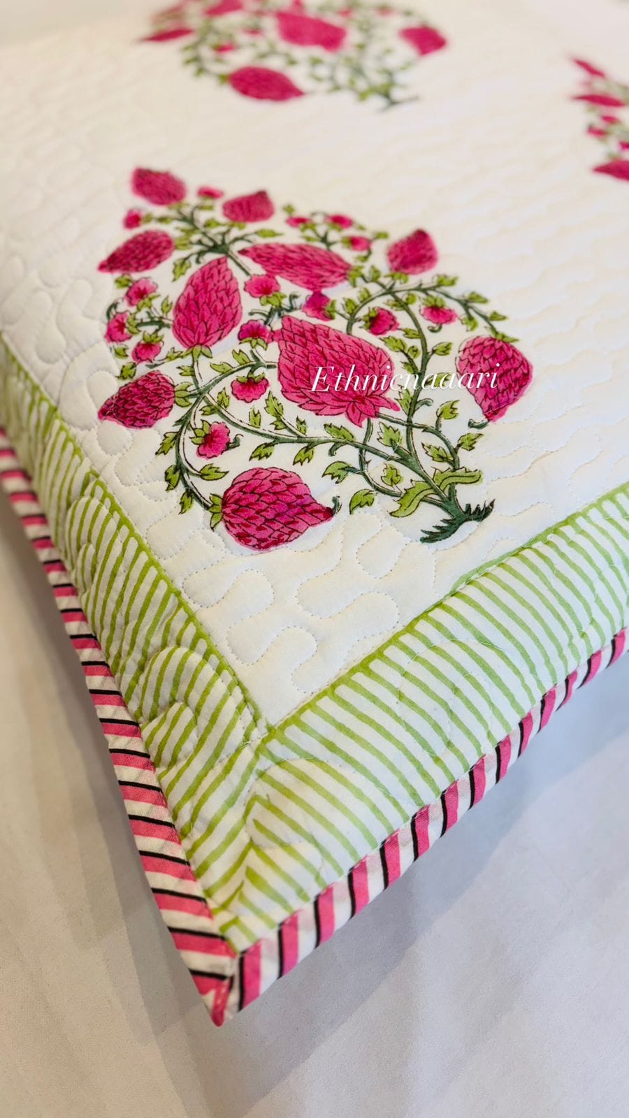 Pink Gold Pair Set of 2 Quilted Cushion Covers 4
