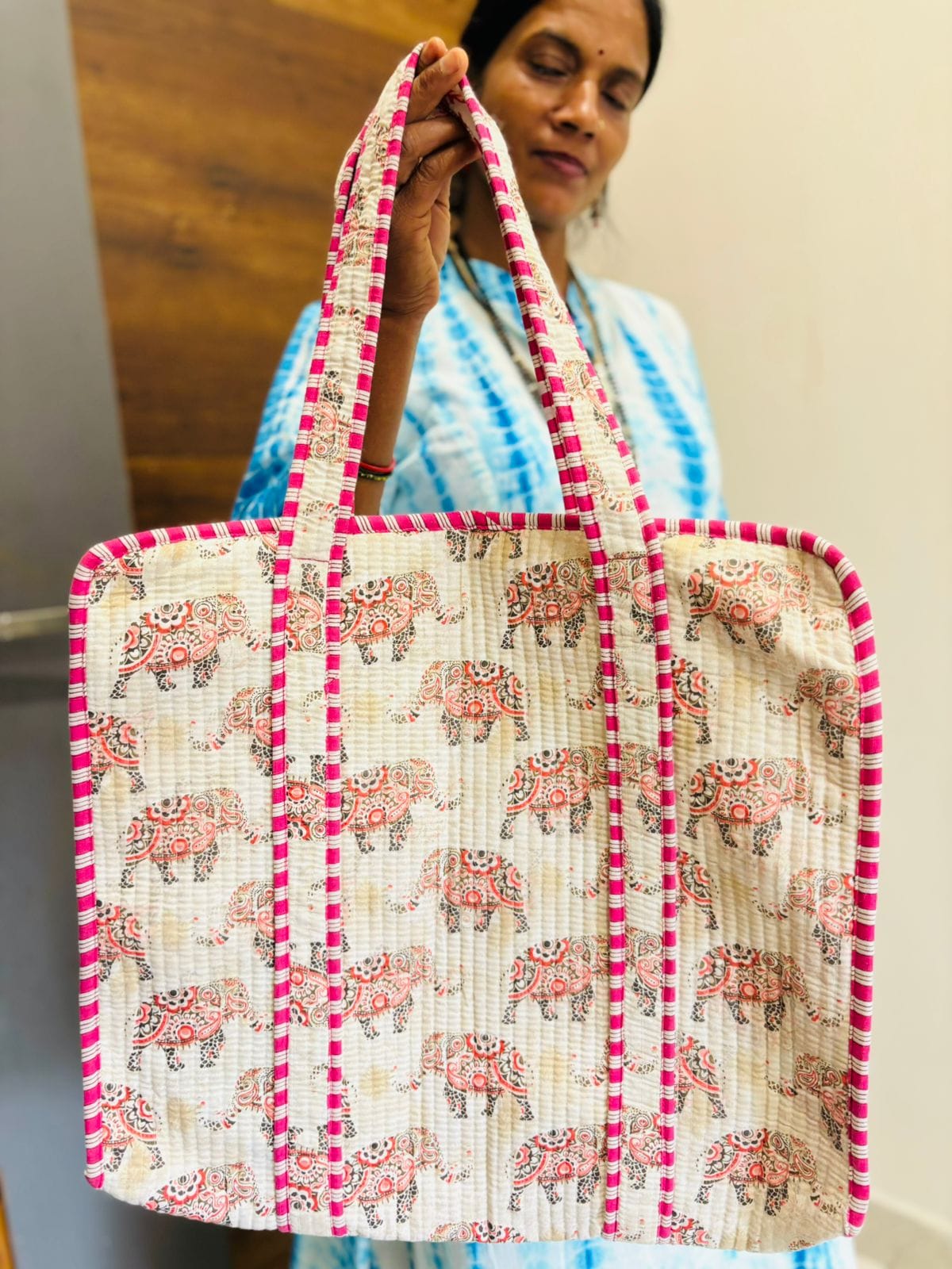 Pink City - Cotton Tote Bag with Zip (Dispatch Time 24 hours after placing the order) 2 Pink