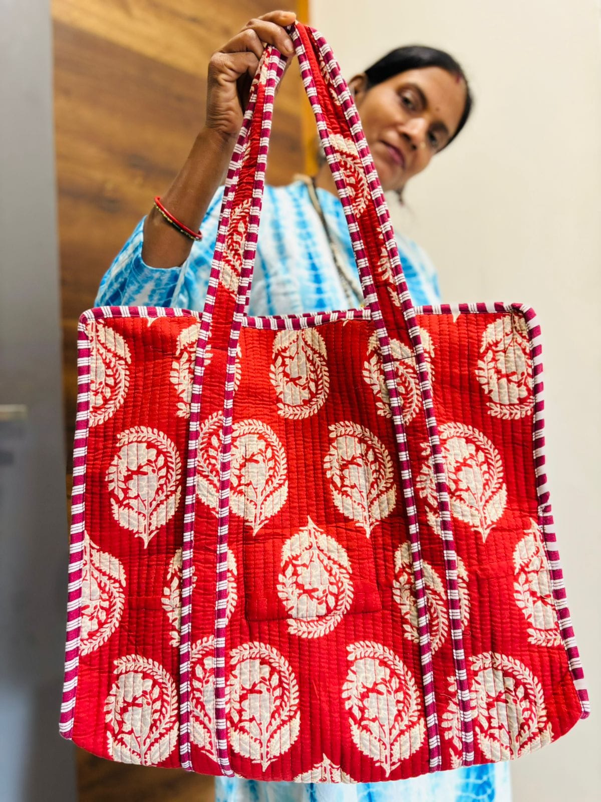 Red 🌹Cotton Tote Bag with Zip (Dispatch Time 24 hours after placing the order) 2 Red
