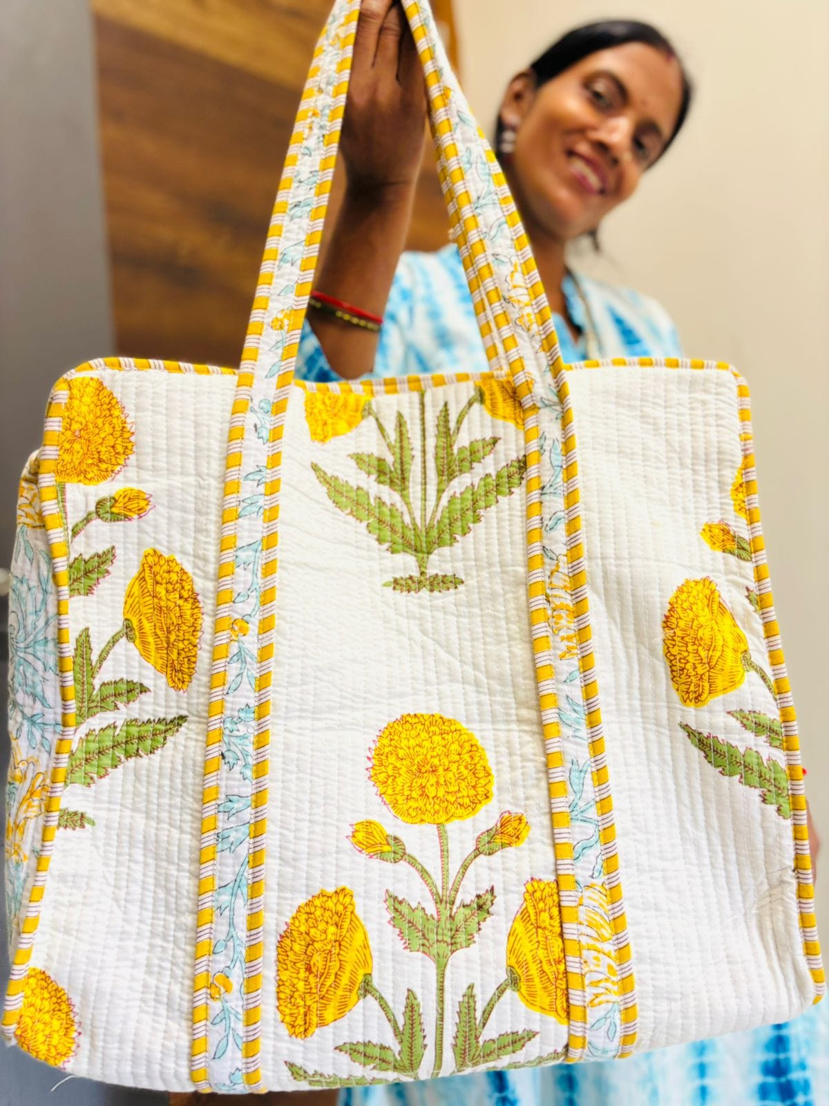 Yellow Love - Cotton Tote Bag with Zip (Dispatch Time 24 hours after placing the order) 2 Yellow Flower