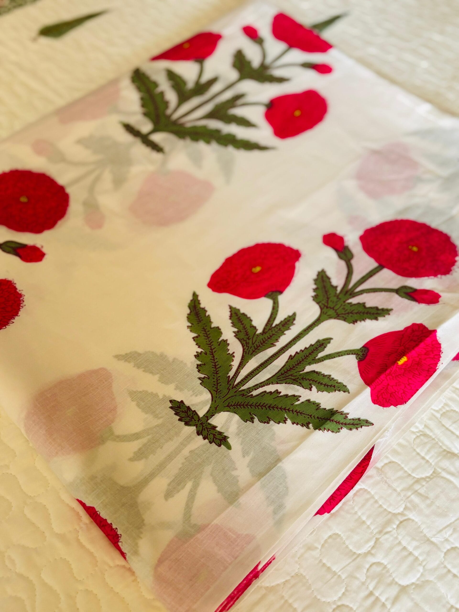 100./. Cotton Mul Fabrics, Dark Pink Peony- Raw Fabrics - Pure Cotton 4 Pink Poppies 2 scaled 1