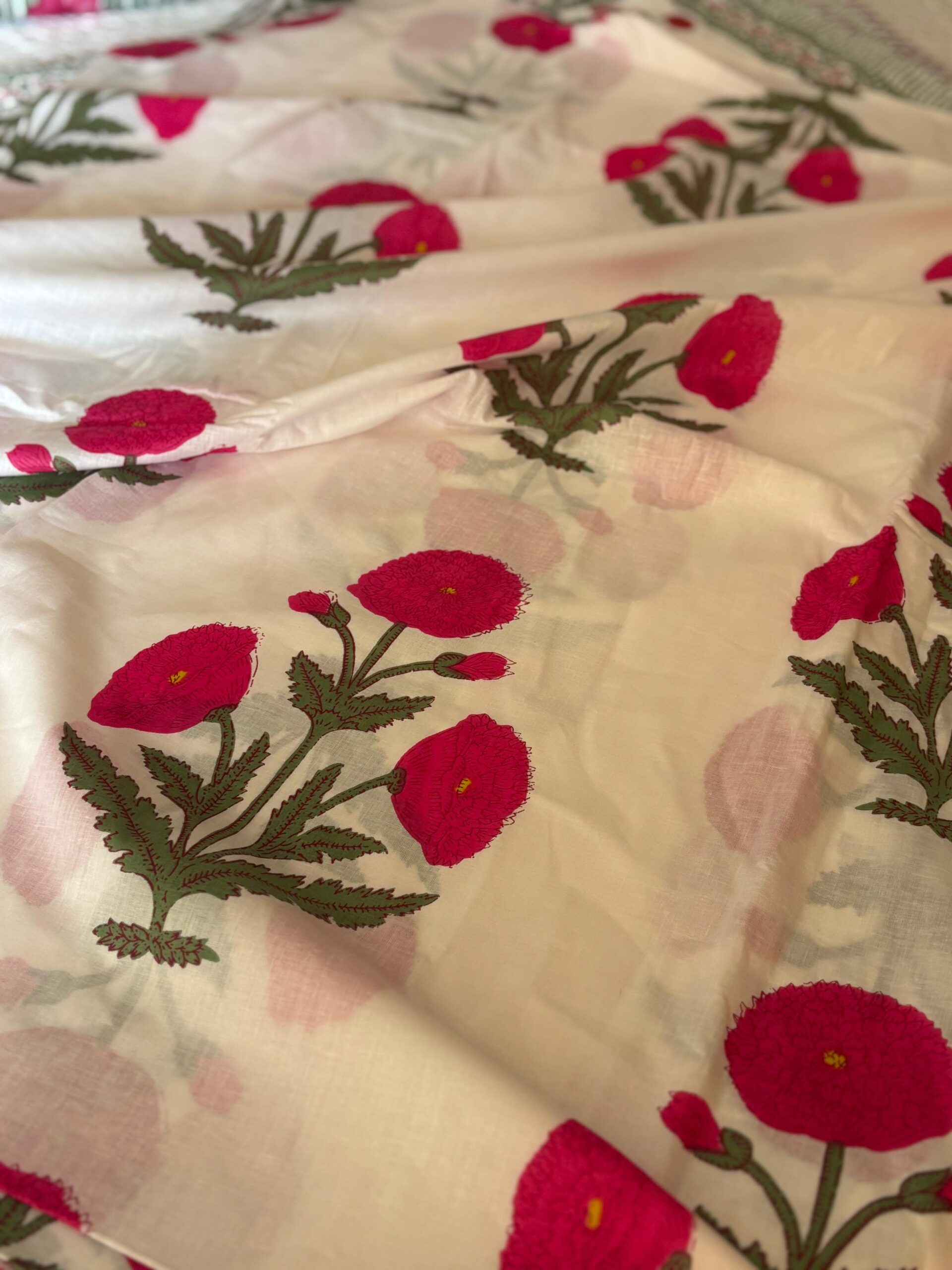 100./. Cotton Mul Fabrics, Dark Pink Peony- Raw Fabrics - Pure Cotton 6 Pink Poppies 7 scaled 1