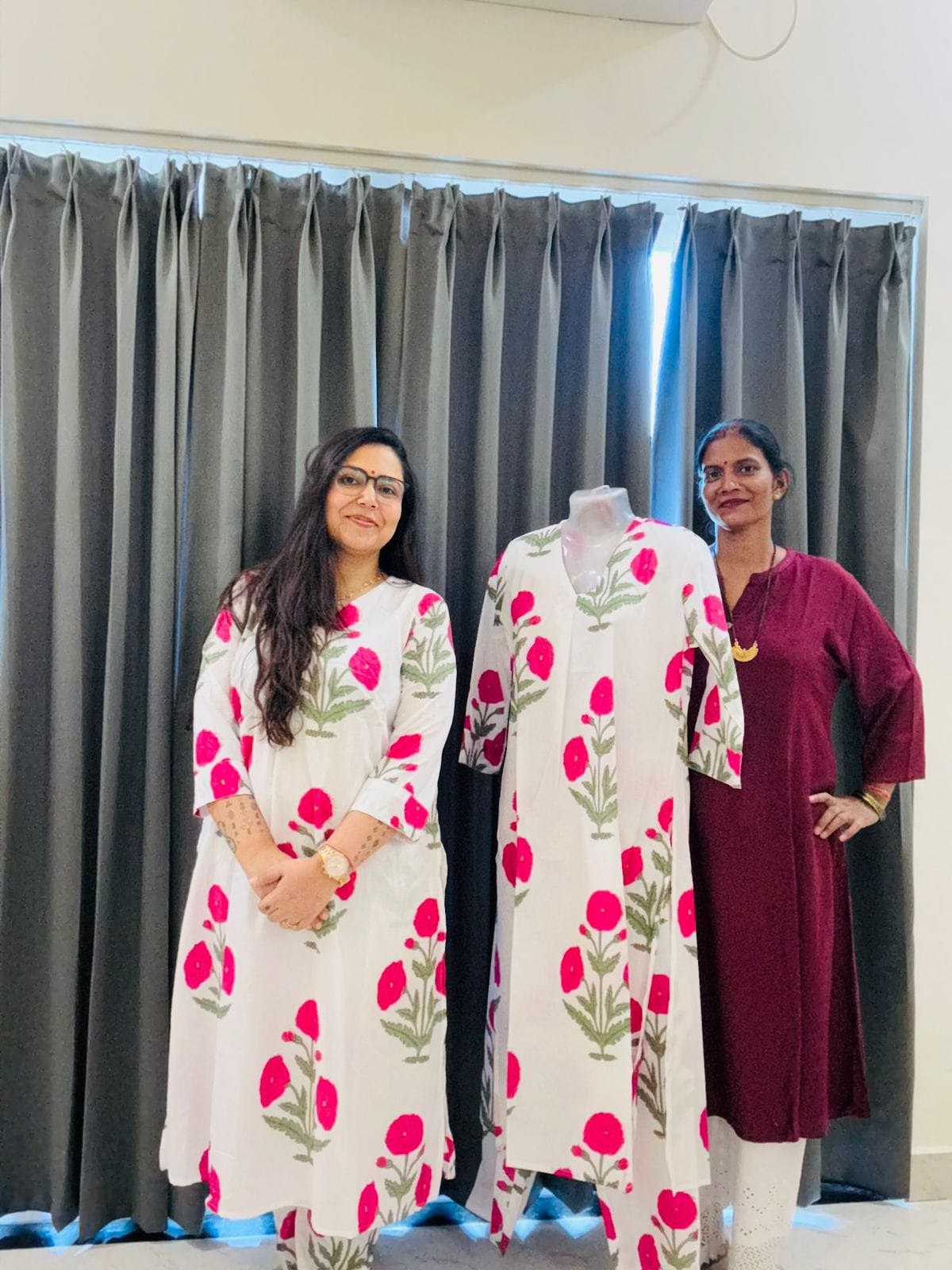 Pink Poppies - Jaipuri Kurti and Pajama Set Stitched - Coord Sets (Dispatch in 24 Hours) 6 Co ord Sets Pink Poppies 2