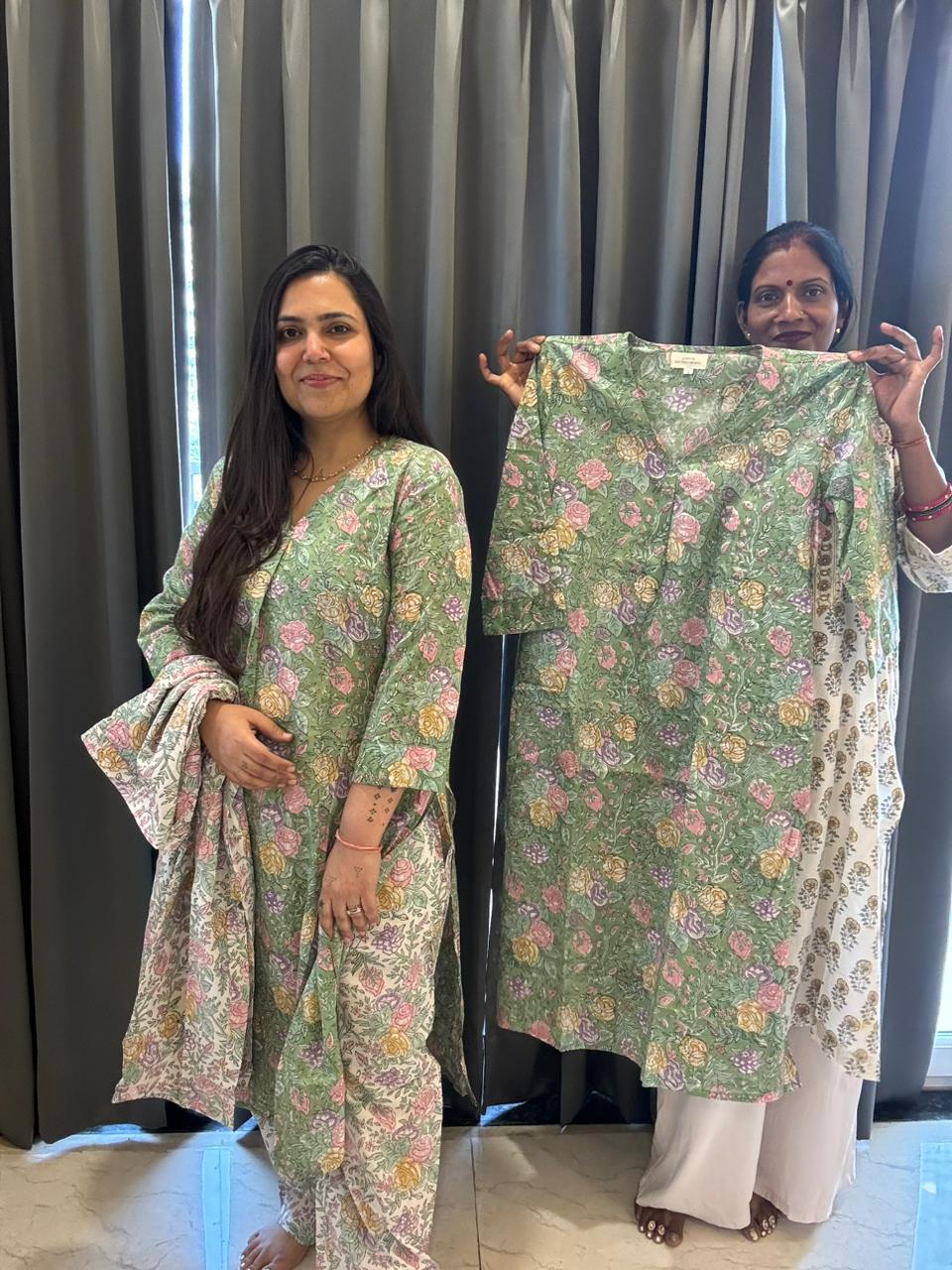 Subtle Green Kurti and Pajama 3